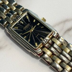 Retro Vintage WALTHAM 2tone 80s Black Burst Dial Men's Watch Band Needs Replaced